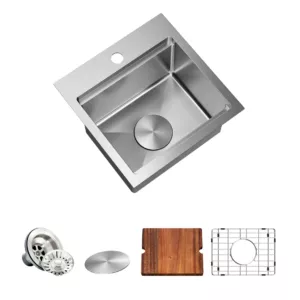 Workstation Drop-in Stainless Steel 15 in. x 15 in. Topmount Bar Prep RV Kitchen Sink 16-Gauge Square Single Bowl Workstation Drop-in Stainless Steel 15 in. x 15 in. Topmount Bar Prep RV Kitchen Sink 16-Gauge Square Single Bowl